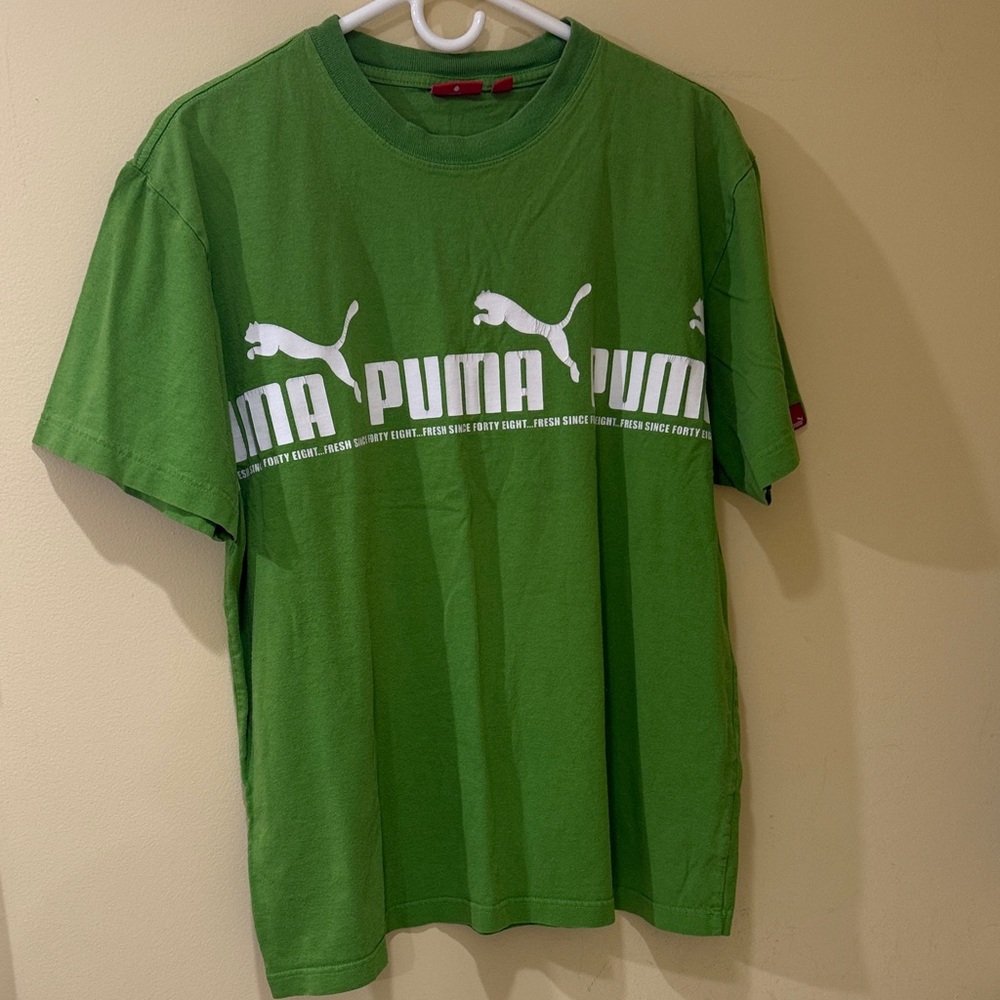 Puma Men's | unisex Vibrant Green Logo Tee Puma Short Sleeve size L